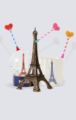 Minitature Eiffel Tower and snow globe